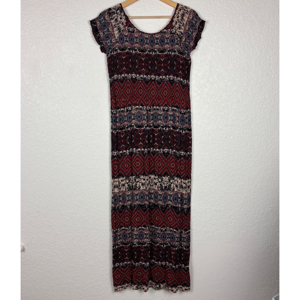 Soft‎ Surroundings Womens Maxi Dress SZ Medium Smocked Mixed Media Boho Artsy - Picture 7 of 9